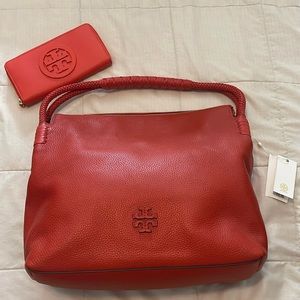 Tory Burch Poppy Orange Taylor Hobo Bag With Wallet
